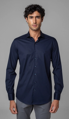 Camisa Manga Longa Slim Lisa Blue