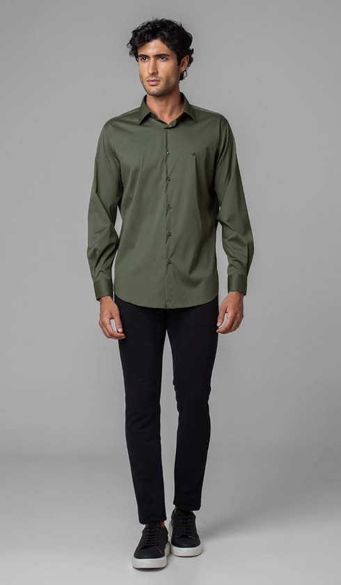 Camisa Manga Longa Lisa Slim
