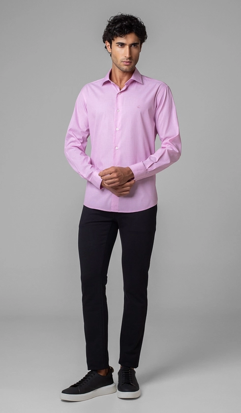 Camisa Manga Longa Fio a Fio Slim