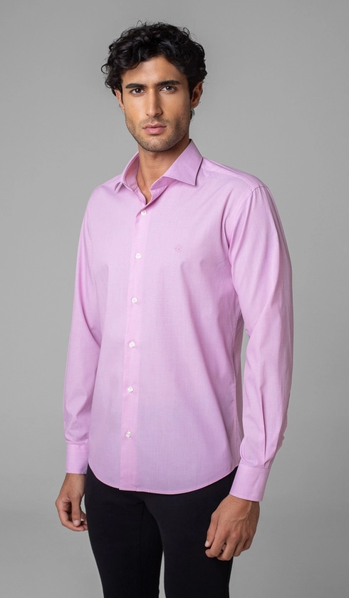 Camisa Manga Longa Fio a Fio Slim