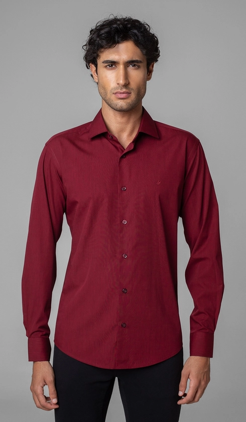 Camisa Manga Longa Fio a Fio Slim