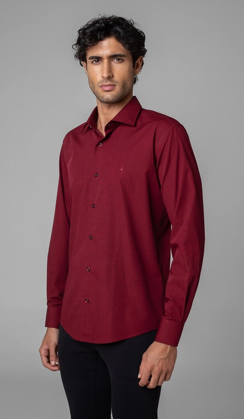Camisa Manga Longa Fio a Fio Slim