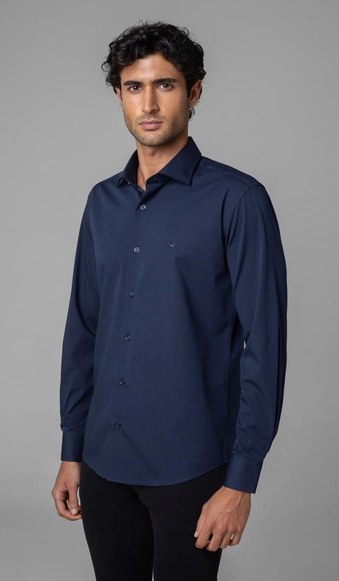 Camisa Manga Longa Fio a Fio Slim