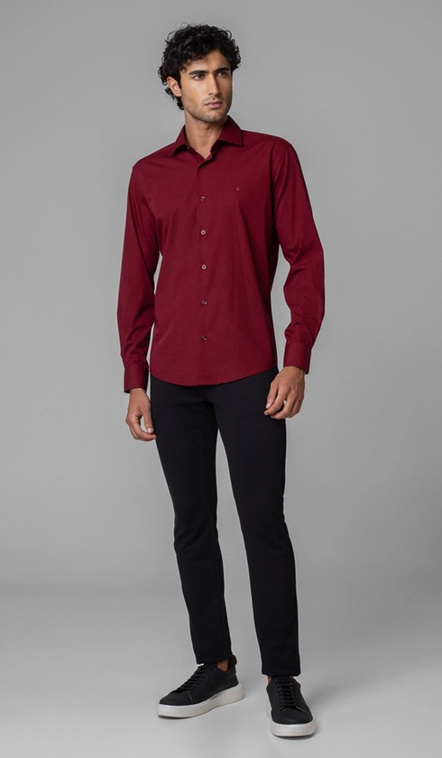 Camisa Manga Longa Fio a Fio Slim