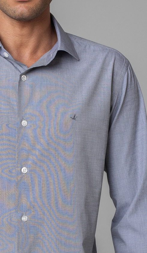 Camisa Manga Longa Fio a Fio Slim