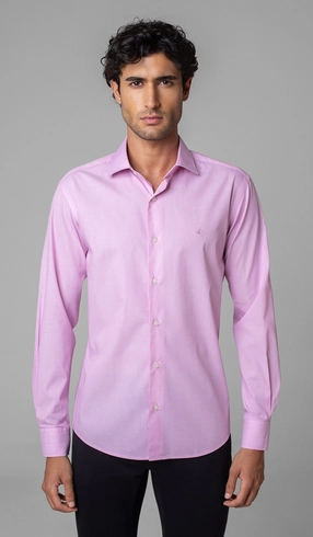 Camisa Manga Longa Fio a Fio Slim