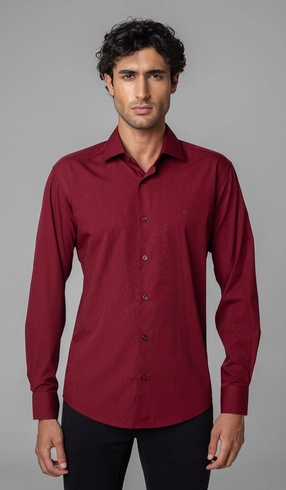 Camisa Manga Longa Fio a Fio Slim