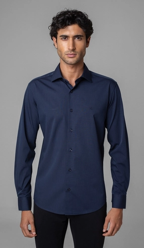 Camisa Manga Longa Fio a Fio Slim