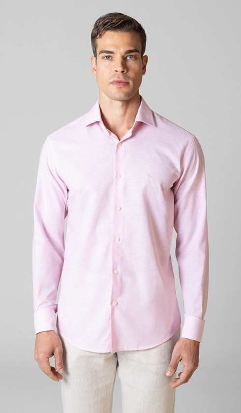 Camisa Manga Longa Linho/algodão Premium Lisa Slim