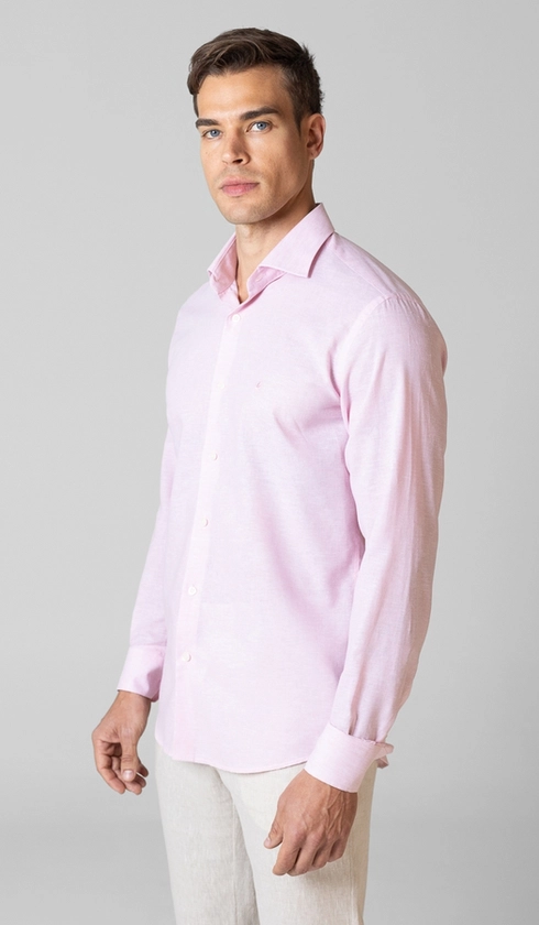 Camisa Manga Longa Linho/algodão Premium Lisa Slim