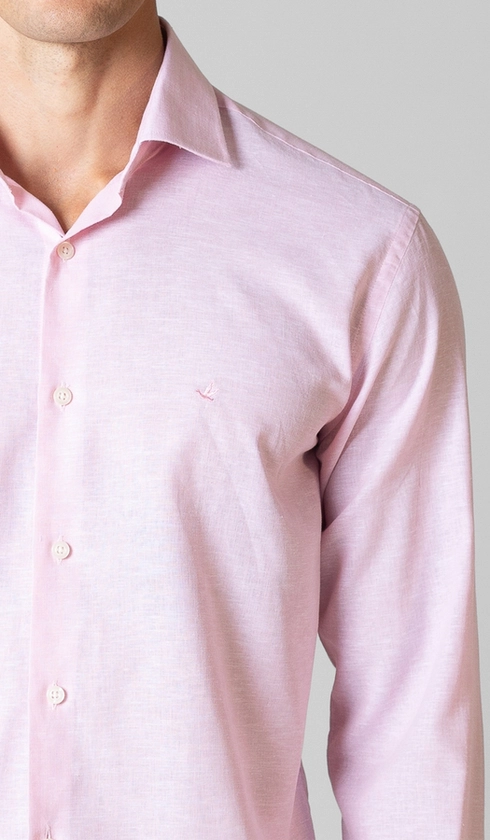 Camisa Manga Longa Linho/algodão Premium Lisa Slim