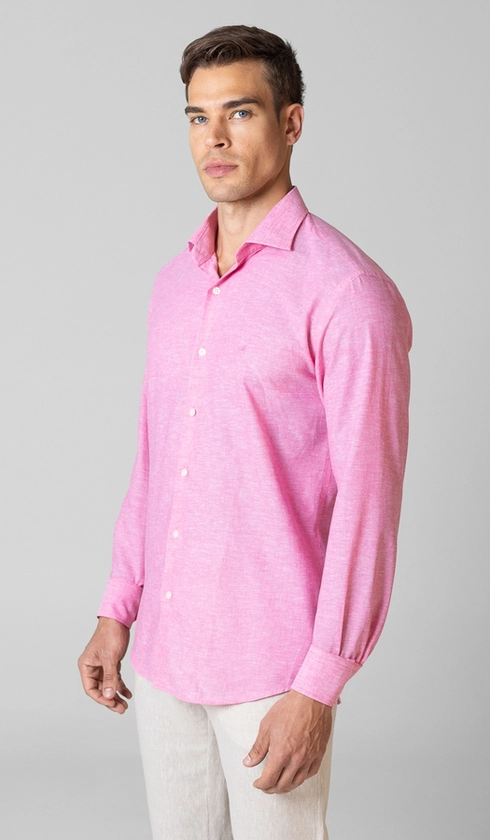 Camisa Manga Longa Linho/algodão Premium Lisa Slim