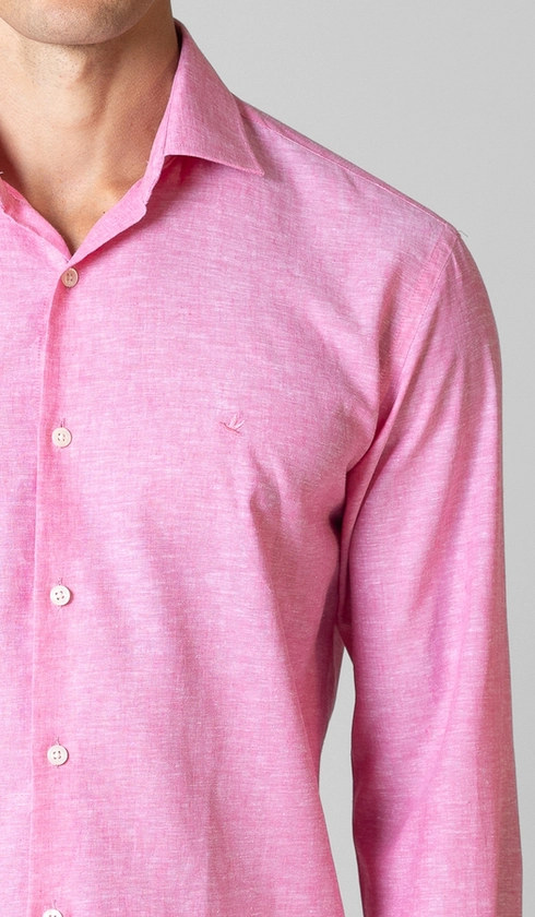 Camisa Manga Longa Linho/algodão Premium Lisa Slim