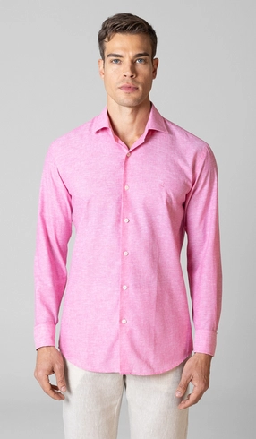 Camisa Manga Longa Linho/algodão Premium Lisa Slim