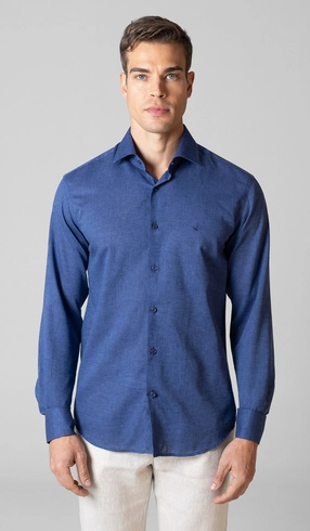 Camisa Manga Longa Linho/algodão Premium Lisa Slim
