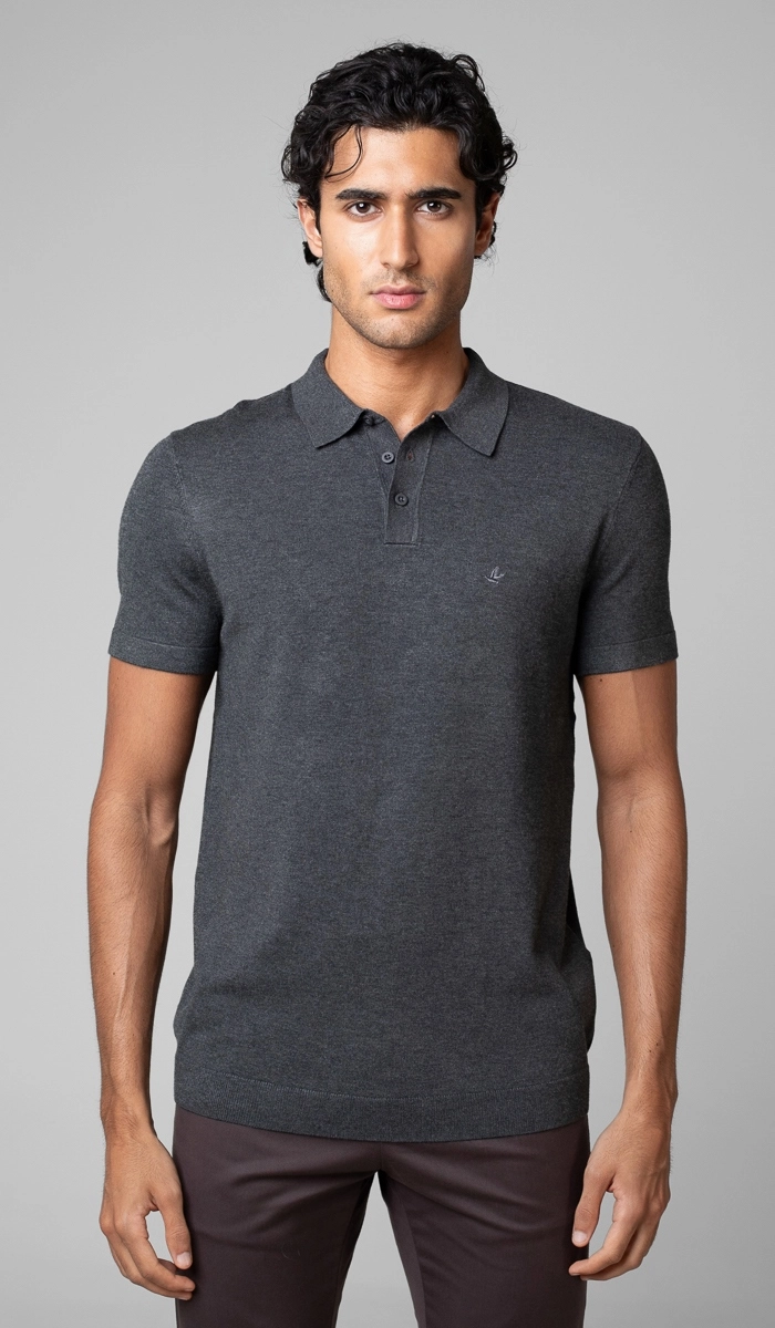 Polo Manga Curta Malha Tricot — Brooksfield
