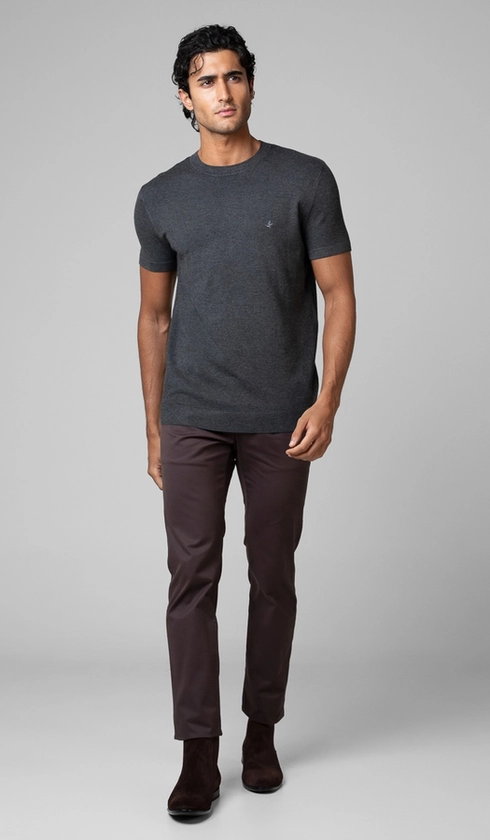 T-Shirt Manga Curta Gola Careca Malha Tricot