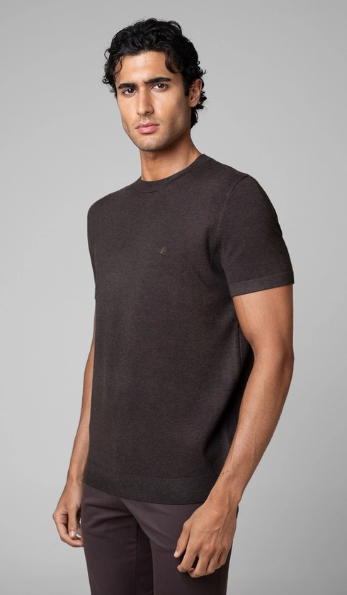 T-Shirt Manga Curta Gola Careca Malha Tricot