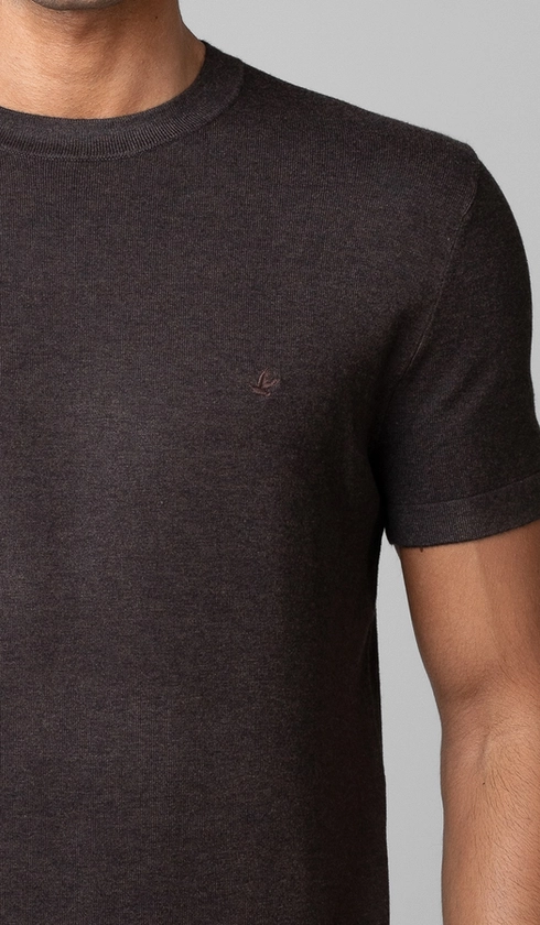 T-Shirt Manga Curta Gola Careca Malha Tricot