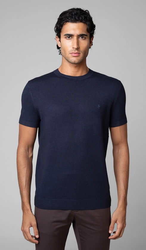 T-Shirt Manga Curta Gola Careca Malha Tricot
