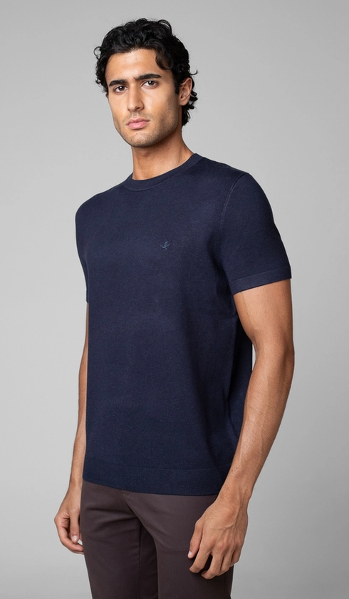 T-Shirt Manga Curta Gola Careca Malha Tricot