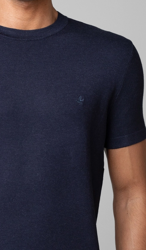 T-Shirt Manga Curta Gola Careca Malha Tricot