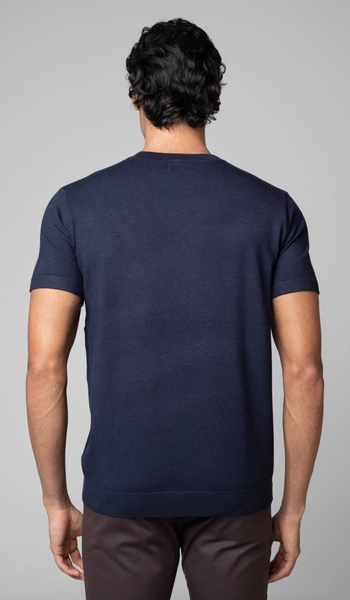 T-Shirt Manga Curta Gola Careca Malha Tricot