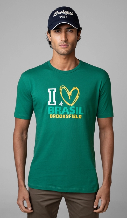 T-Shirt Manga Curta Copa I Love Brasil
