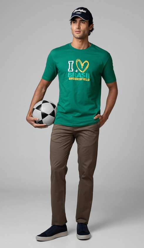 T-Shirt Manga Curta Copa I Love Brasil