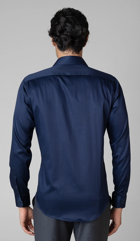 Camisa Social Manga Longa Cetim Lisa Slim