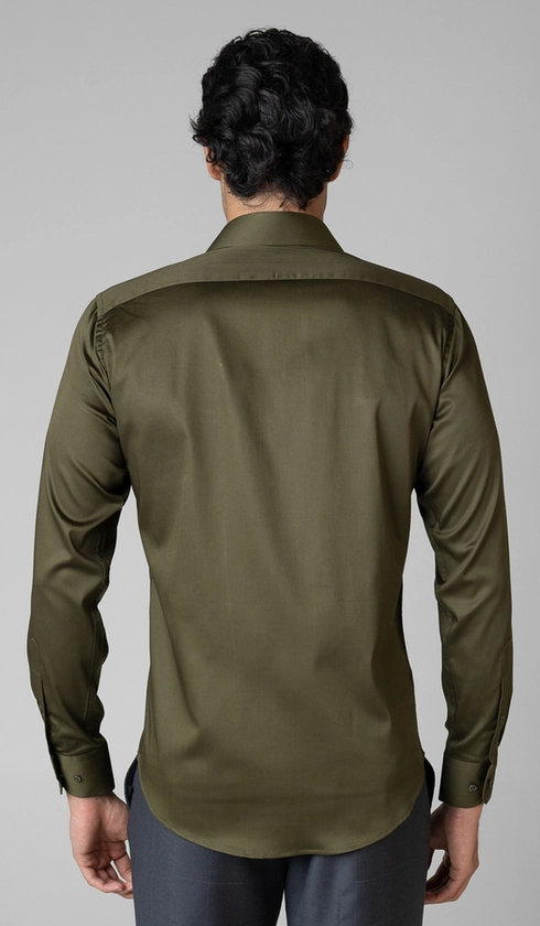 Camisa Social Manga Longa Cetim Lisa Slim