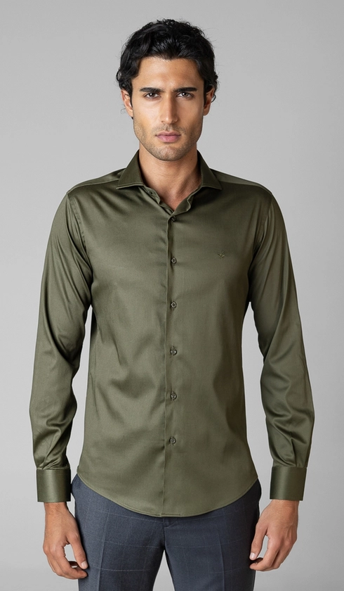 Camisa Social Manga Longa Cetim Lisa Slim