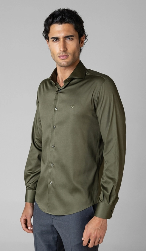 Camisa Social Manga Longa Cetim Lisa Slim