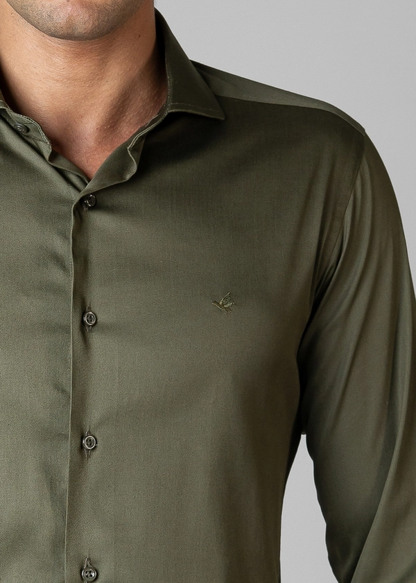 Camisa Social Manga Longa Cetim Lisa Slim