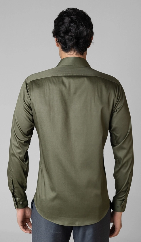 Camisa Social Manga Longa Cetim Lisa Slim
