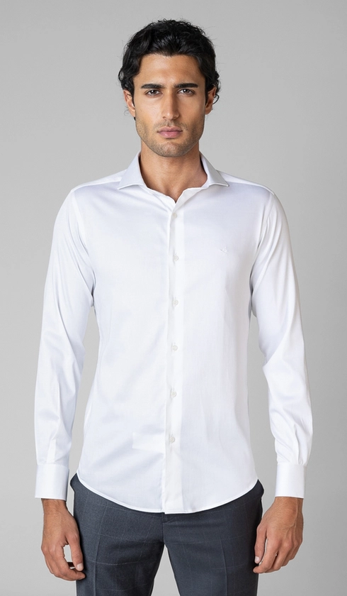Camisa Social Manga Longa Cetim Lisa Slim