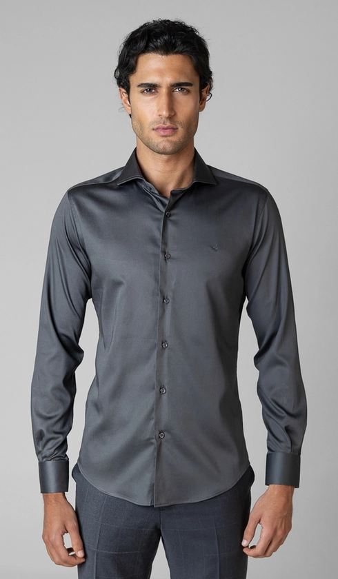 Camisa Social Manga Longa Cetim Lisa Slim