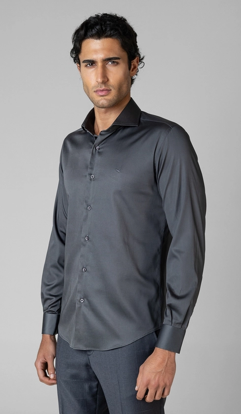Camisa Social Manga Longa Cetim Lisa Slim