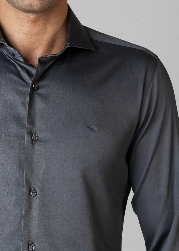 Camisa Social Manga Longa Cetim Lisa Slim