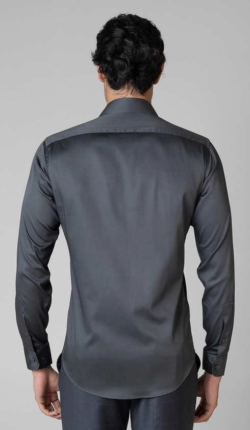 Camisa Social Manga Longa Cetim Lisa Slim