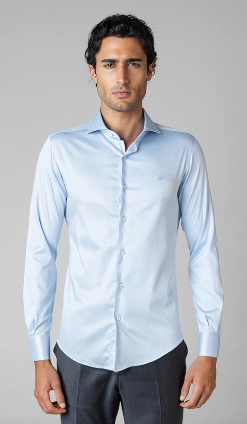 Camisa Social Manga Longa Cetim Lisa Slim