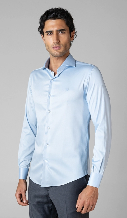 Camisa Social Manga Longa Cetim Lisa Slim