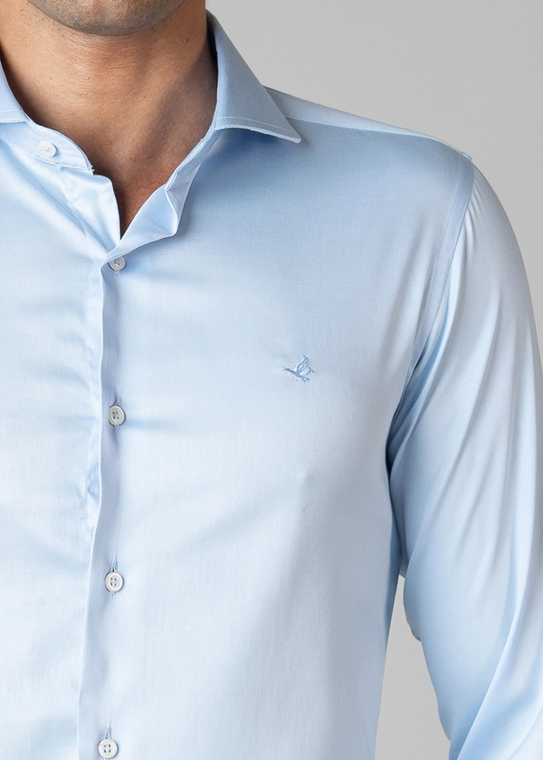 Camisa Social Manga Longa Cetim Lisa Slim