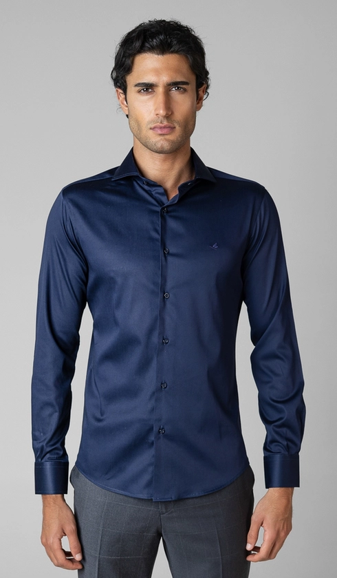 Camisa Social Manga Longa Cetim Lisa Slim