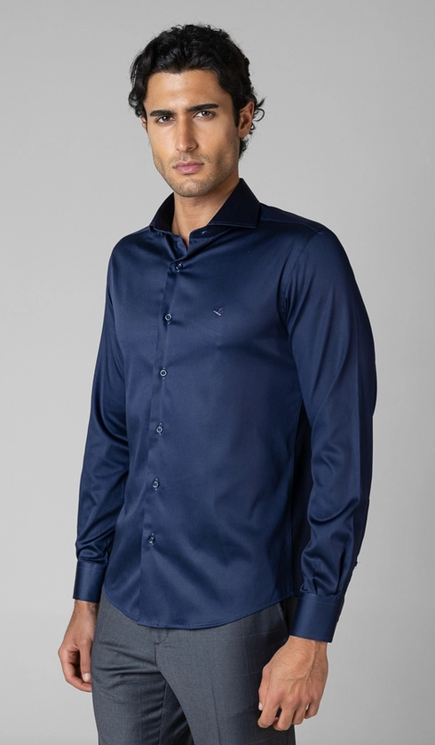 Camisa Social Manga Longa Cetim Lisa Slim