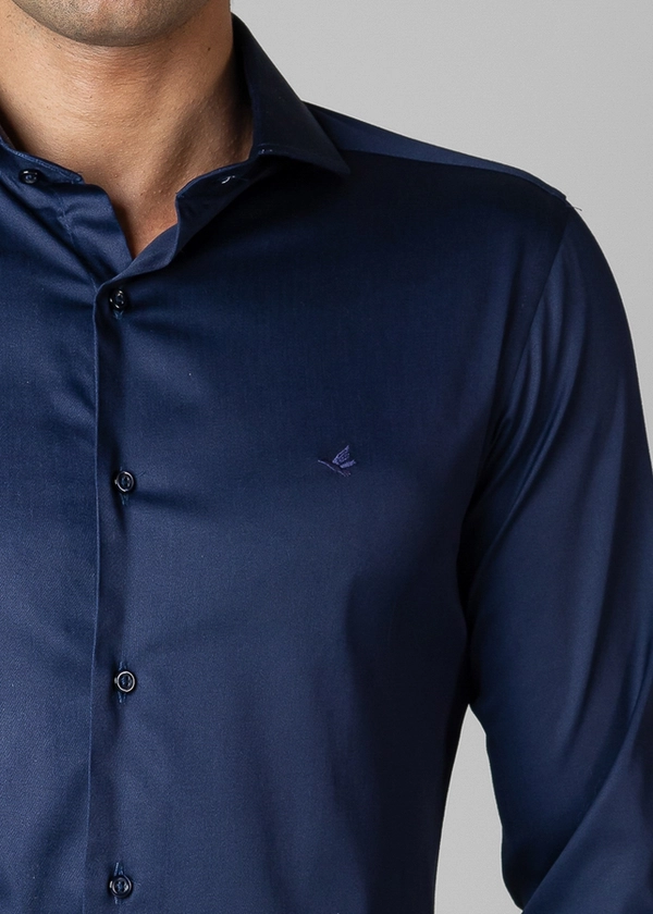 Camisa Social Manga Longa Cetim Lisa Slim