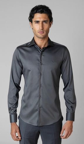 Camisa Social Manga Longa Cetim Lisa Slim