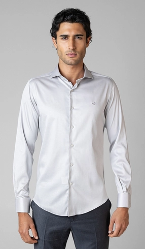 Camisa Social Manga Longa Cetim Lisa Slim