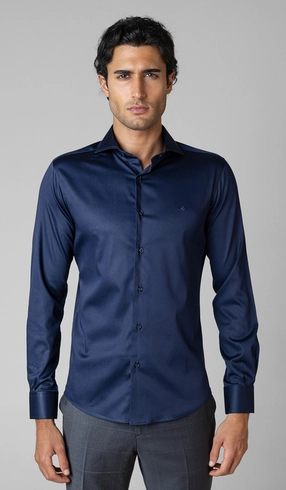 Camisa Social Manga Longa Cetim Lisa Slim