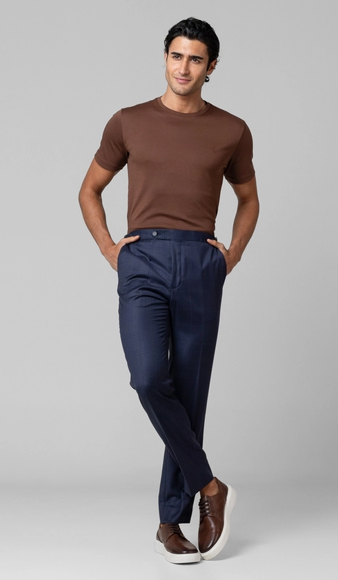 Calça Sport Social Xadrez com Fivela Super 120